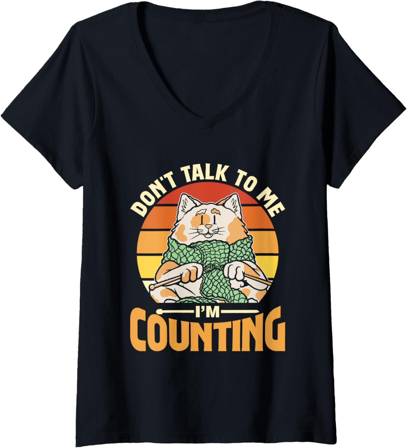 Don't Talk To Me I'm Counting Knit Knitter Yarn Knitting V-Neck