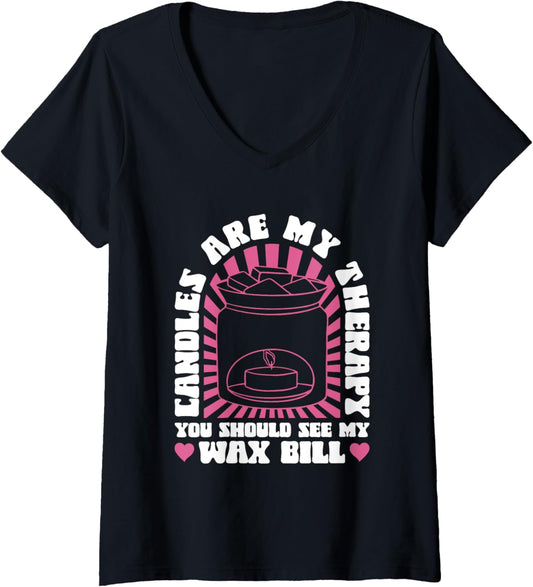 Womens Candles Are My Therapy, See My Wax Bill - Candle Maker V-Neck