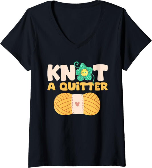 Womens Knot a Quitter - Yarn Lover V-Neck