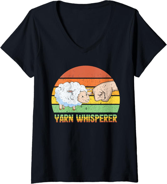 Womens Crocheting Yarn Whisperer Wool Craft V-Neck