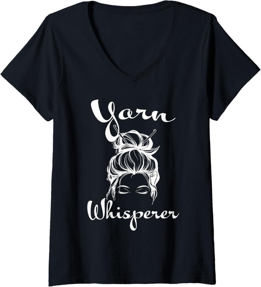 Womens Sewing Knitter Knitting Yarn Whisperer V-Neck