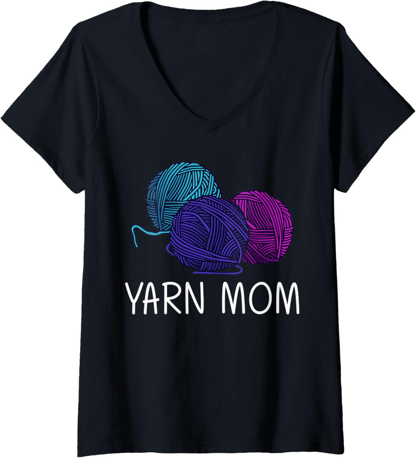 Womens Funny Knitting Gift For Mom Mother Crochet Yarn Thread V-Neck