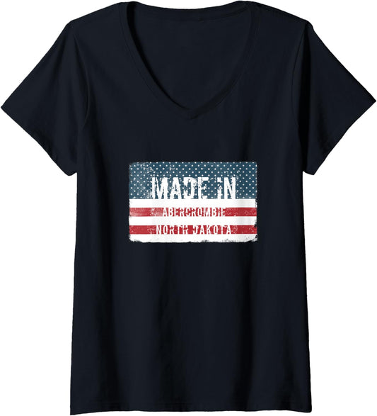 Womens Made in Abercrombie, North Dakota V Neck