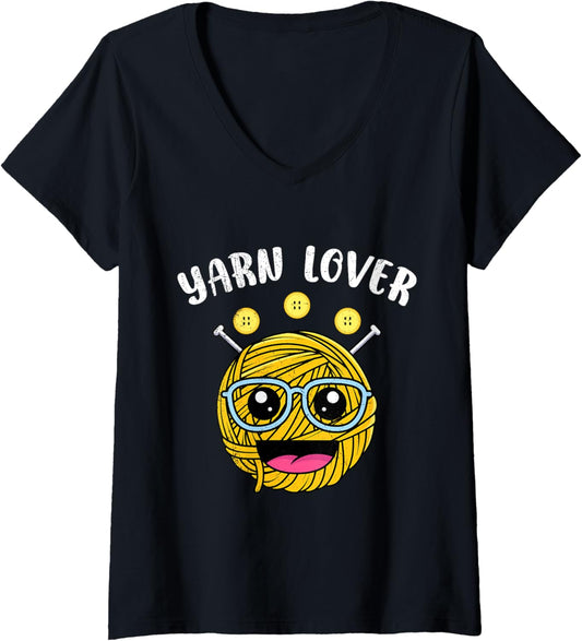 Womens Yarn Collection YARN LOVER Funny Yarn Collector V-Neck