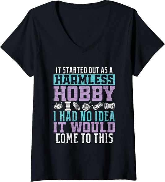 Womens Crochet Yarn Knitting Crocheting V-Neck