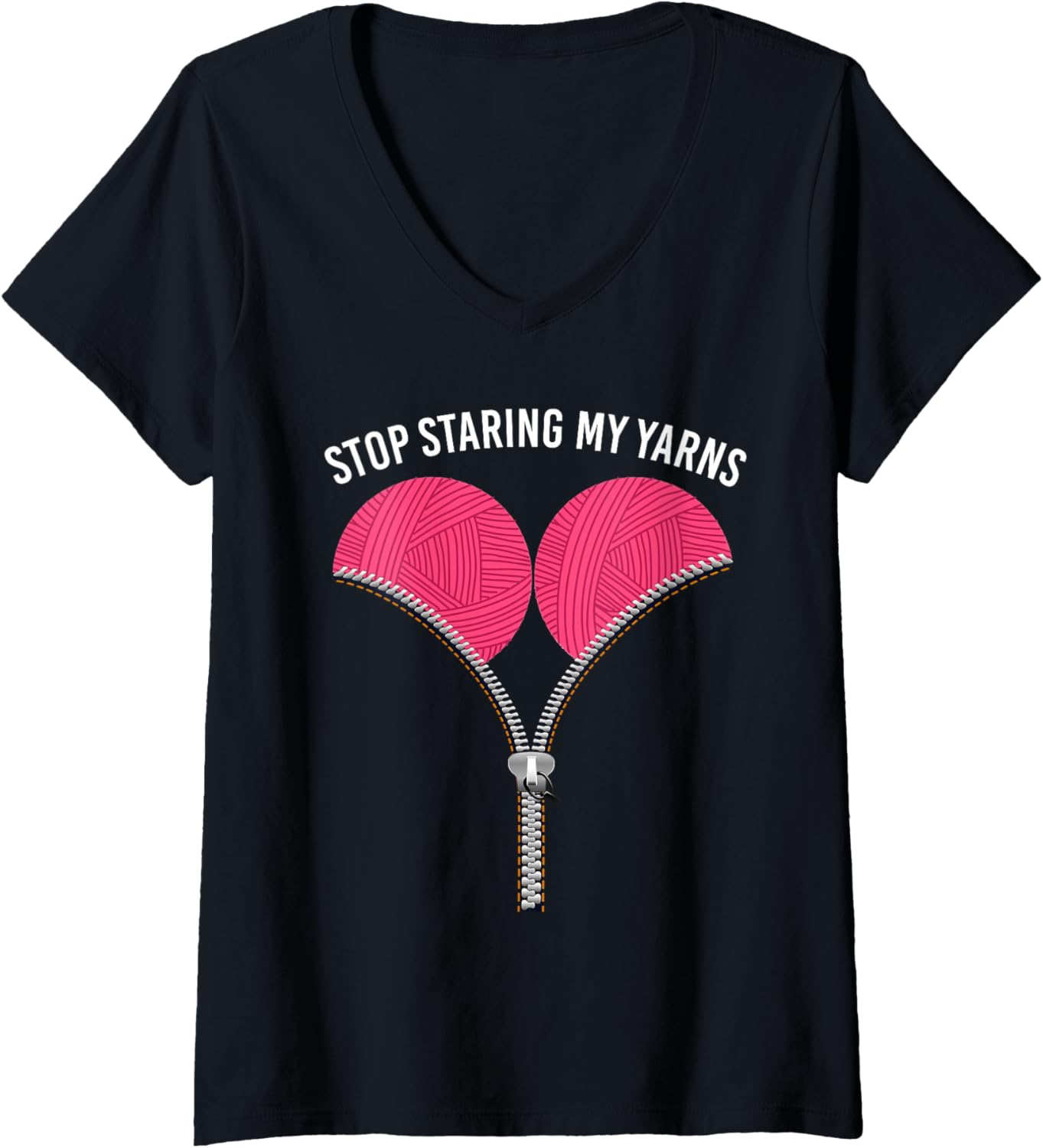 Womens Yarn Vogue Stop staring my yarns funny V-Neck