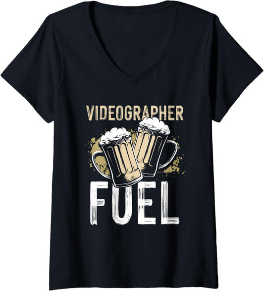 Womens Videographer Beer Videography Filmmaker V-Neck