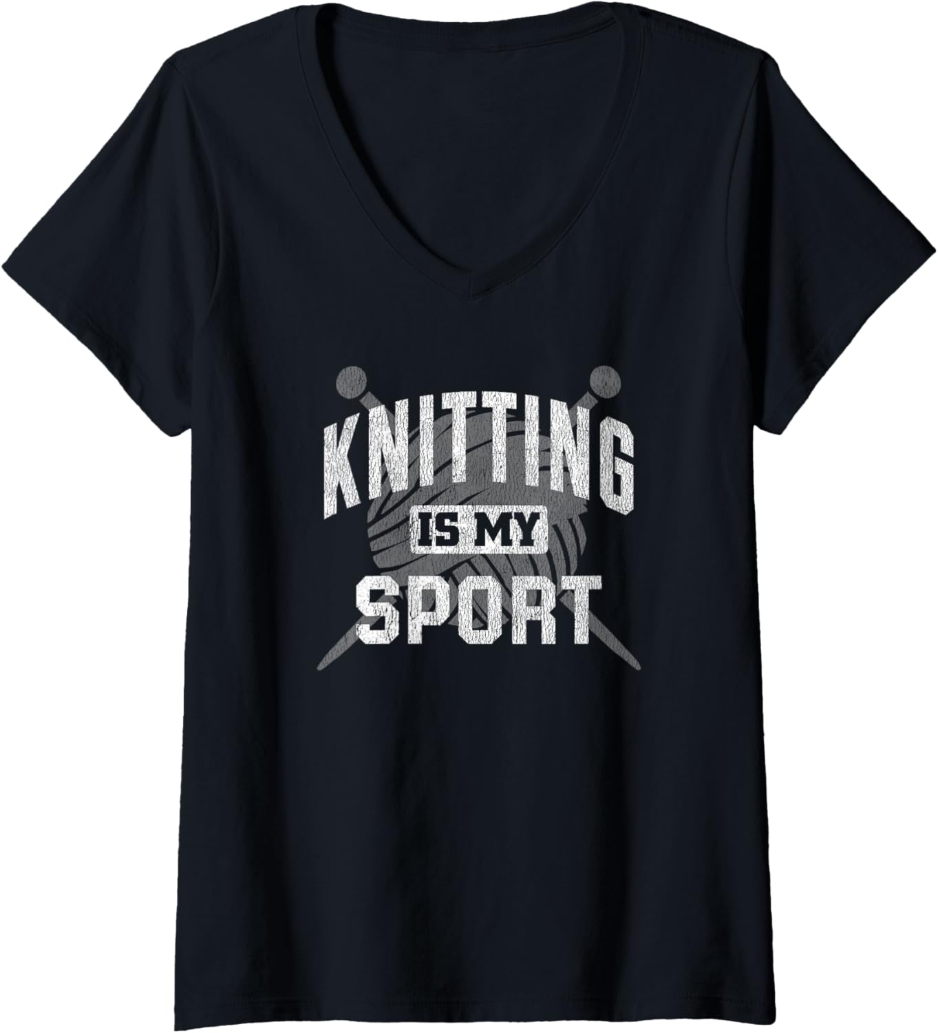 Womens Knitting Is My Sport Funny Knitter Knit Yarn Knitting Lover V-Neck