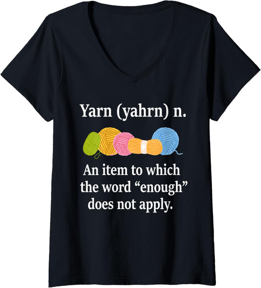 Womens Yarn definition Knitting Funny crochet Yarn Knit V-Neck