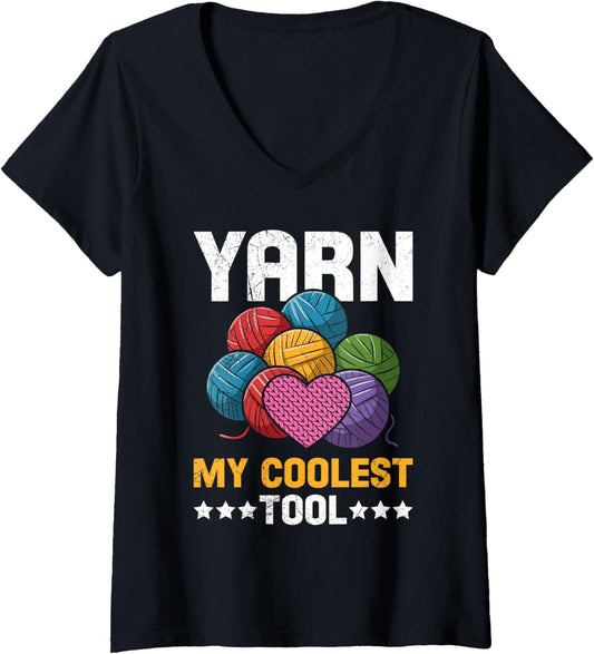 Womens Yarn Collection YARN MY COOLEST TOOL Funny Yarn Collector V-Neck