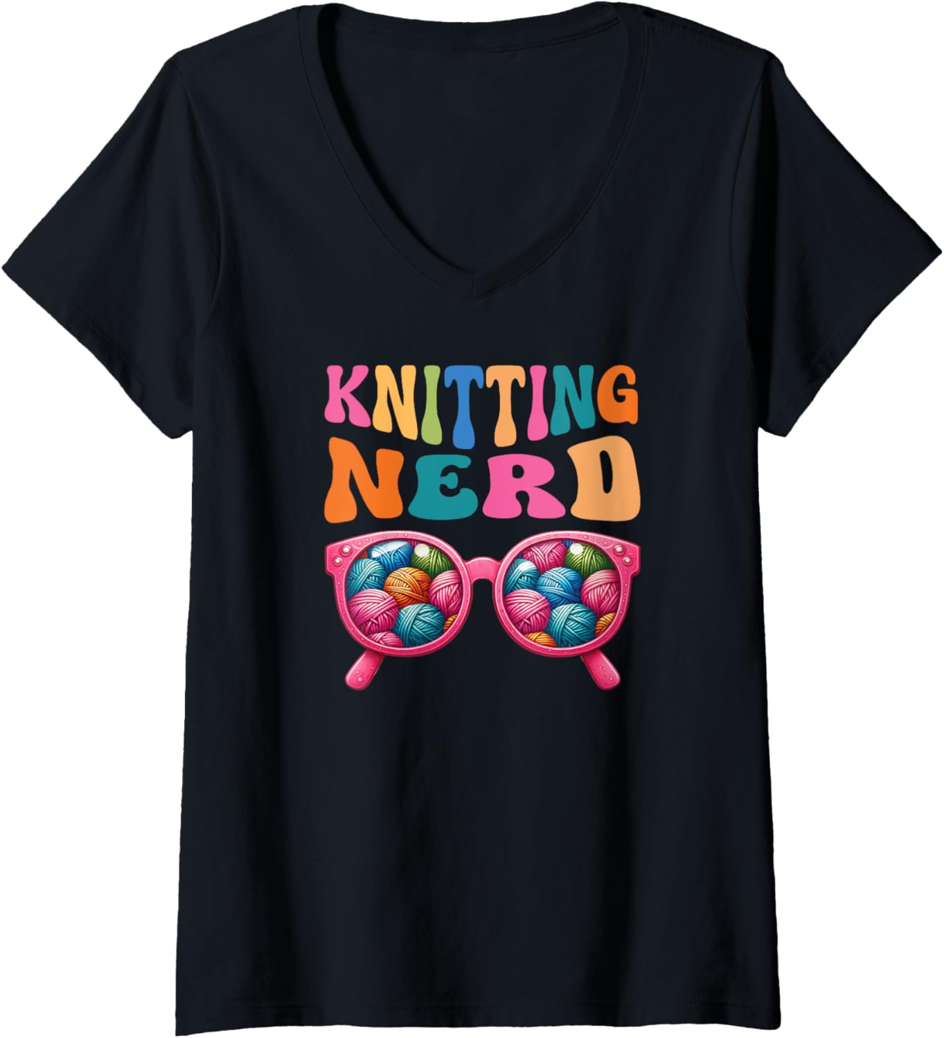 Funny Knitting Nerd Yarn Design V-Neck