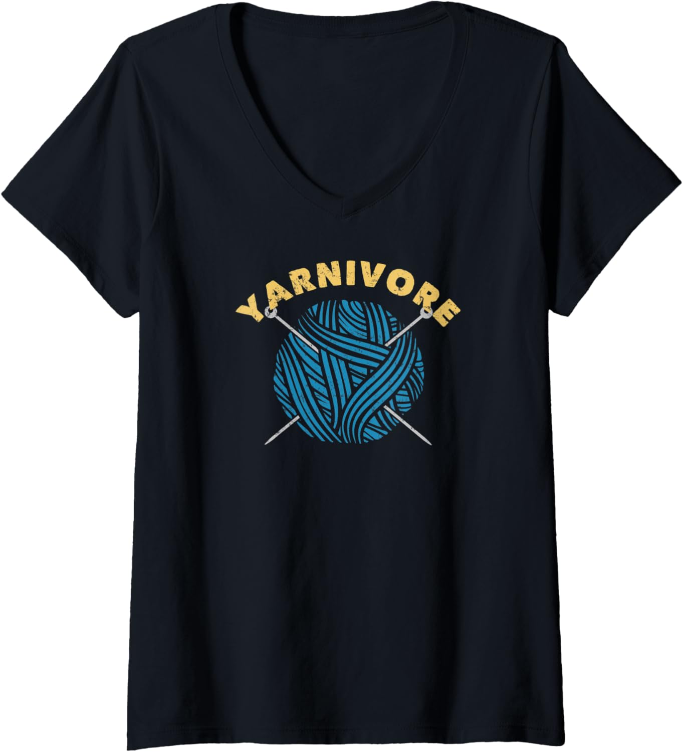 Womens Knitting Crocheting Yarnivore Yarn Lover Funny Gift V-Neck
