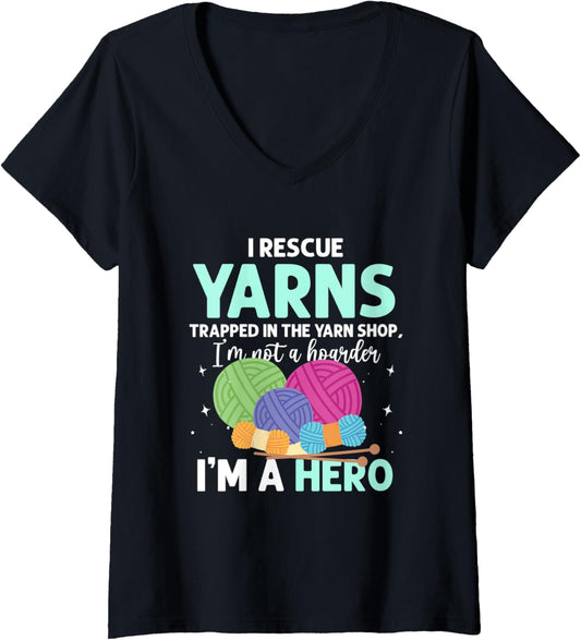 Womens Knitting Yarn Knittwear - I rescue yarns V-Neck