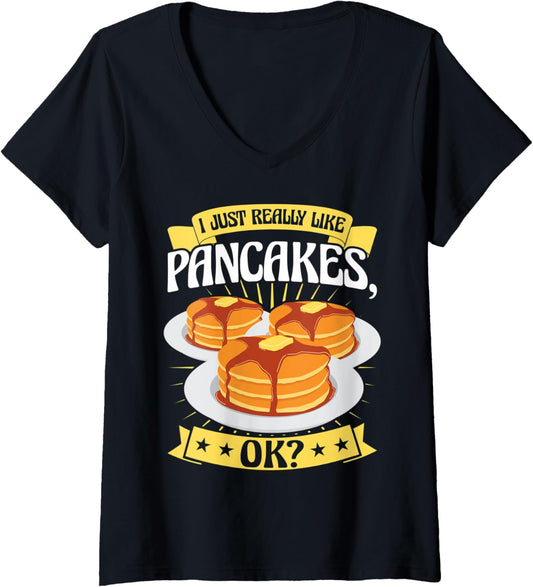 Womens I Just Really Like Pancakes - Pancake Maker V-Neck
