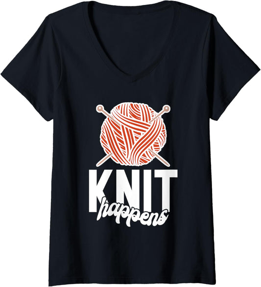 knit Happens Crocheting Yarn Knitter V-Neck