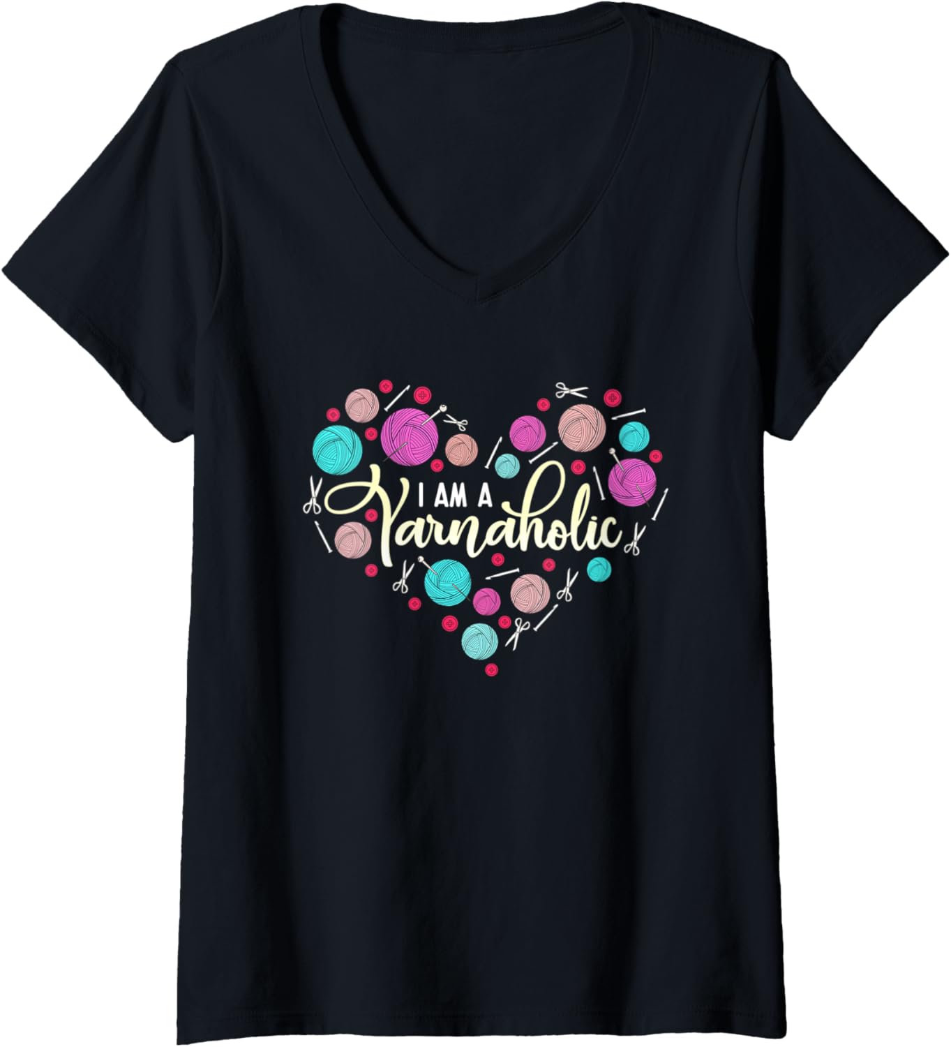 Womens Funny Knit & Crochet Yarn Design for Women V-Neck