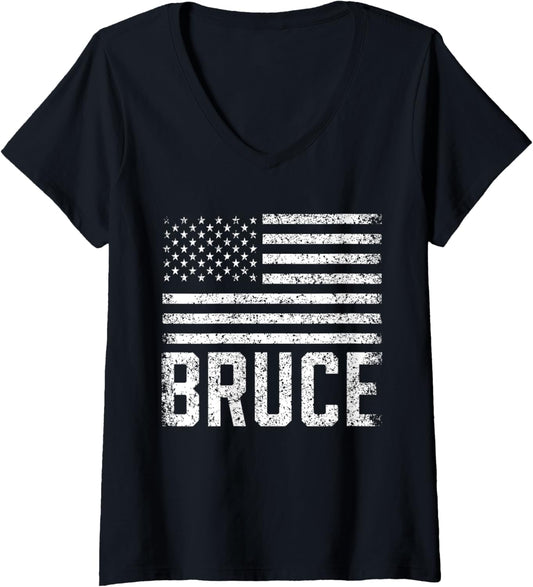 Womens Bruce Birthday Forename Name Personalized Usa V Neck