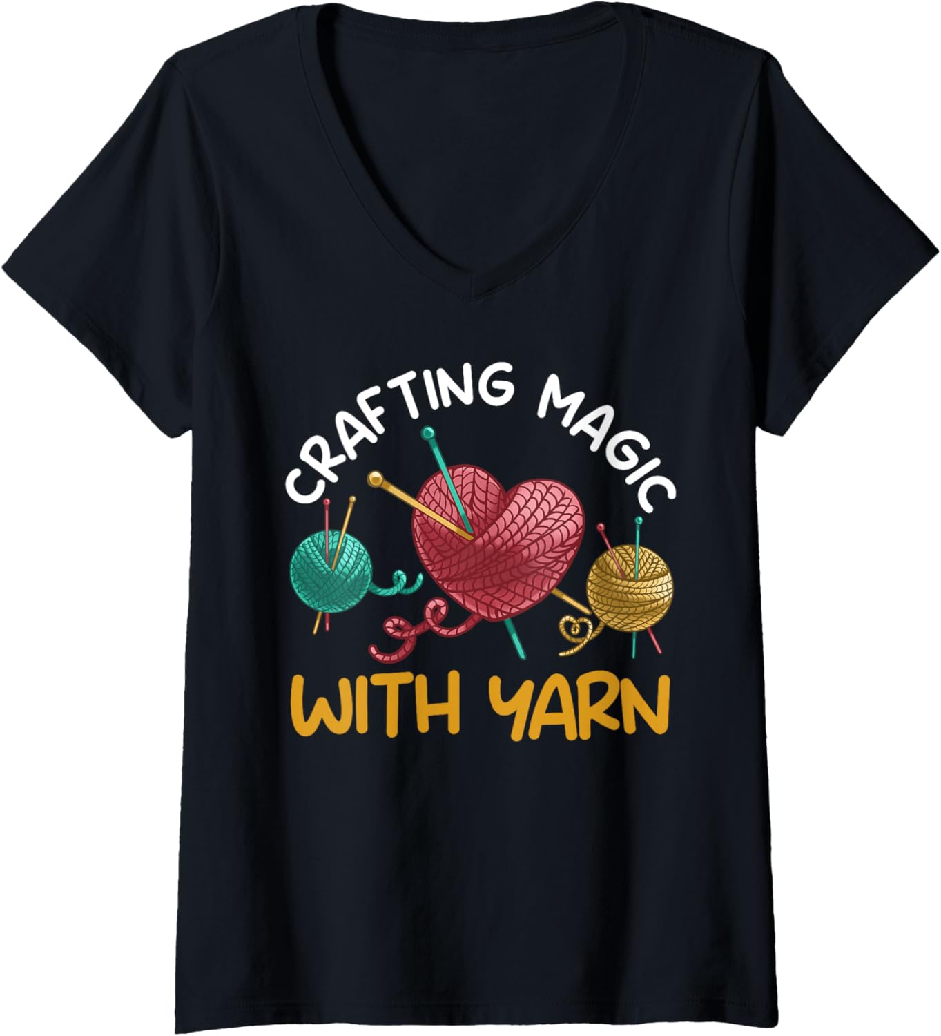 Womens Yarn Collection WITH YARN TO CREATIVITY Funny Yarn Collector V-Neck