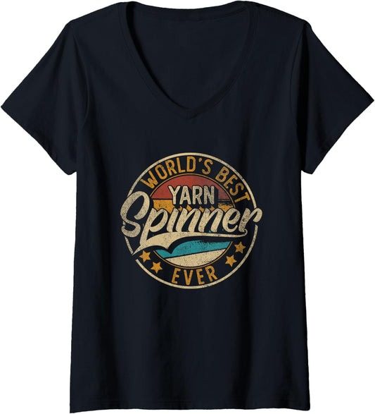 Womens Worlds Best Yarn Spinner V-Neck