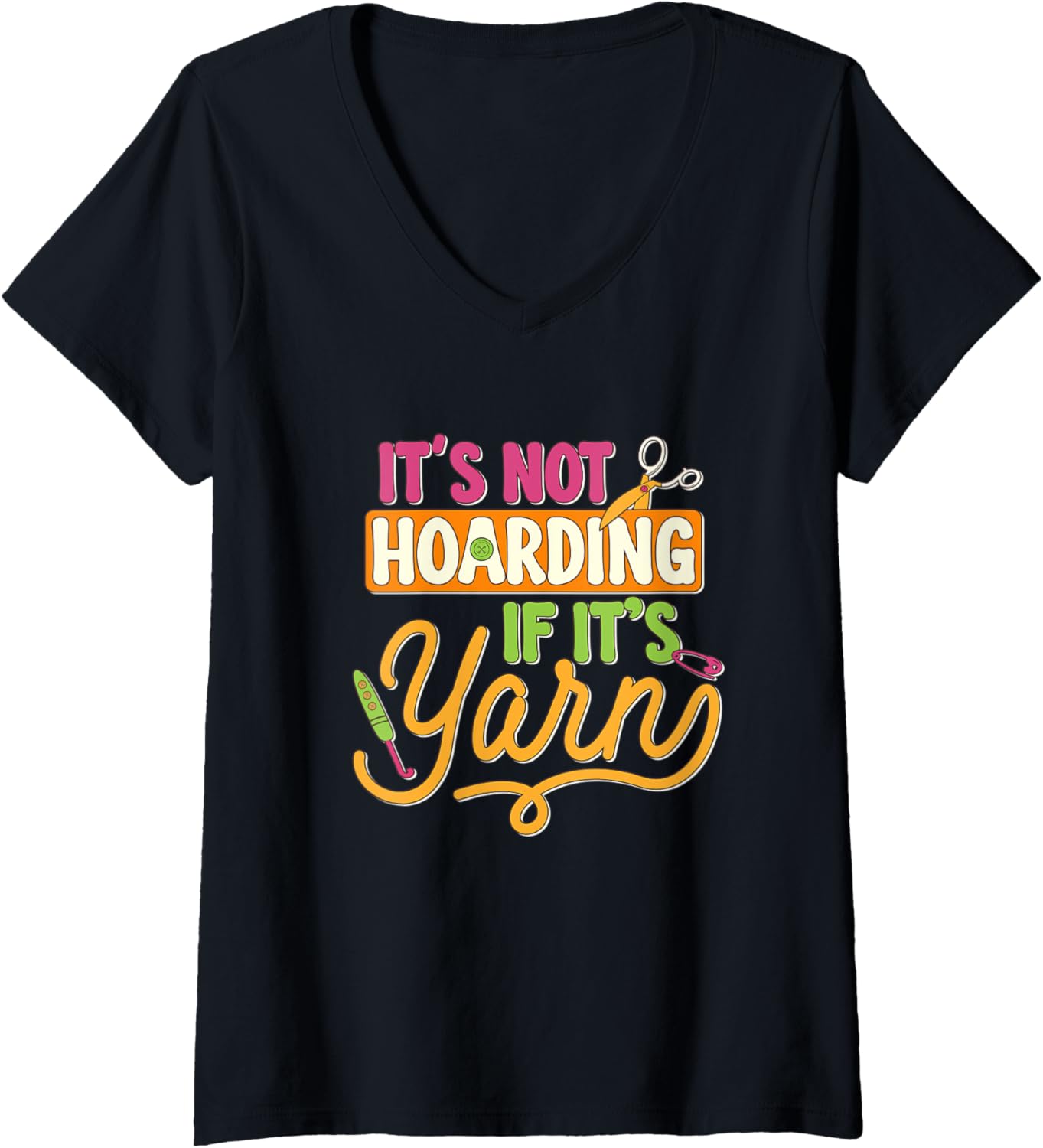 Womens Crochet Hoarding Yarn Crocheter Knitting Yarn Crocheting V-Neck