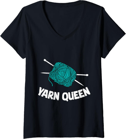 Womens Yarn Collection YARN QUEEN Funny Yarn Collector V-Neck