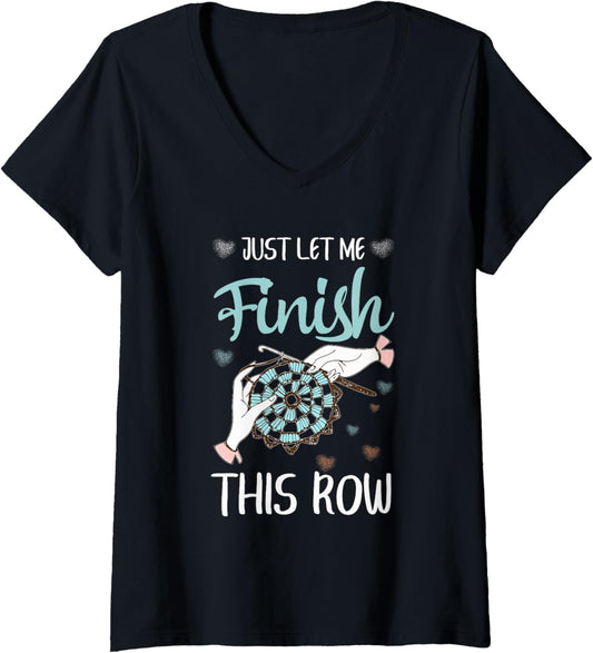 Womens Funny Crochet Knitting Yarn Lovers V-Neck