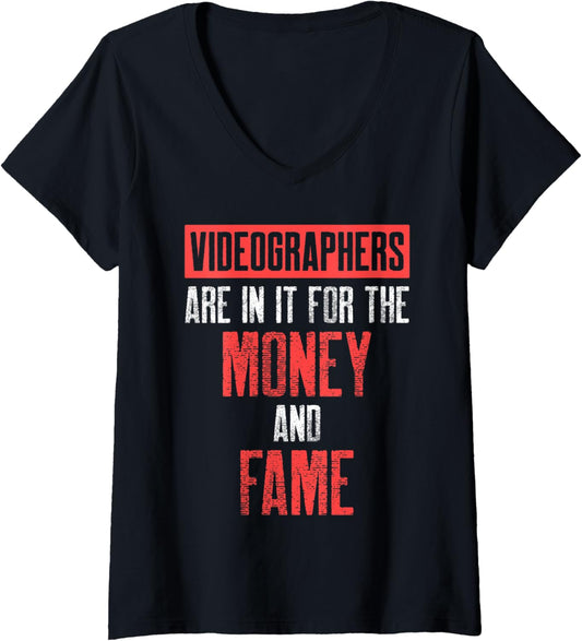 Womens Videographer Money Videography Filmmaker Gift V-Neck