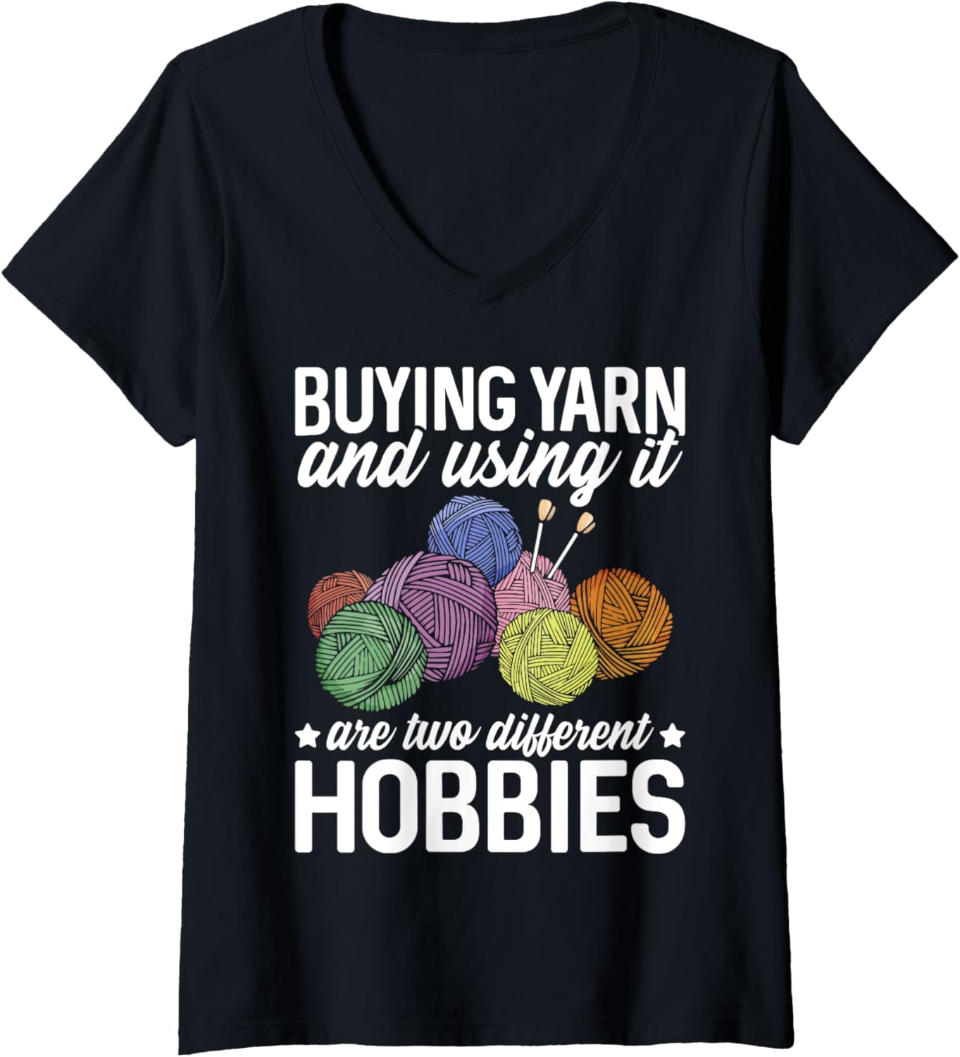 Womens Crocheter Knitting Yarn Enthusiasts Funny Crocheting V-Neck