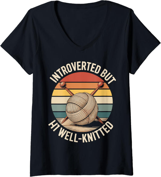 Womens Knitter Funny Knitting Yarn Lover V-Neck