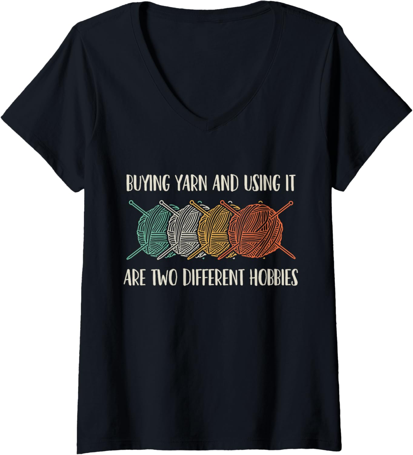 Womens Yarn Crocheting Knitting Vintage V-Neck