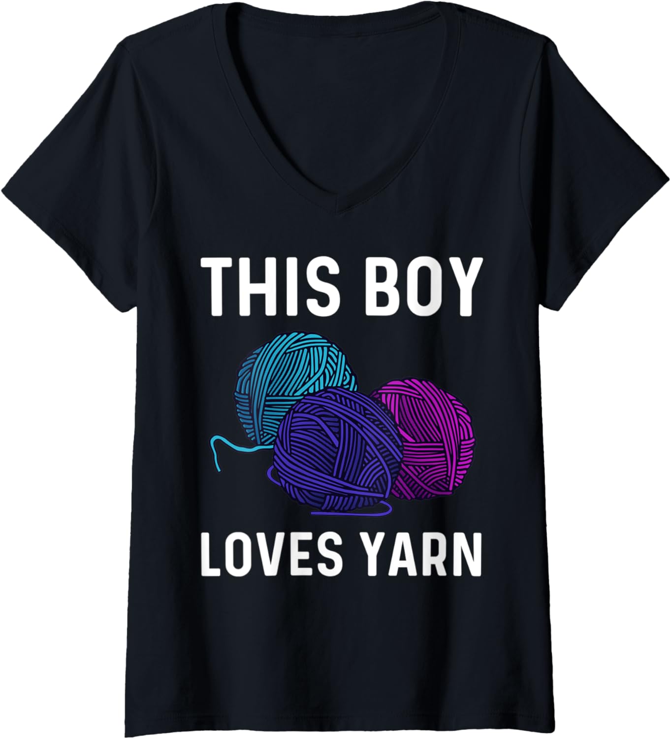 Womens Funny Knitting Gift For Boys Kids Crochet Yarn Thread V-Neck
