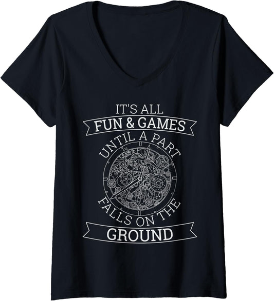 Womens Watchmaker Horology Design for a Watchmaker V-Neck