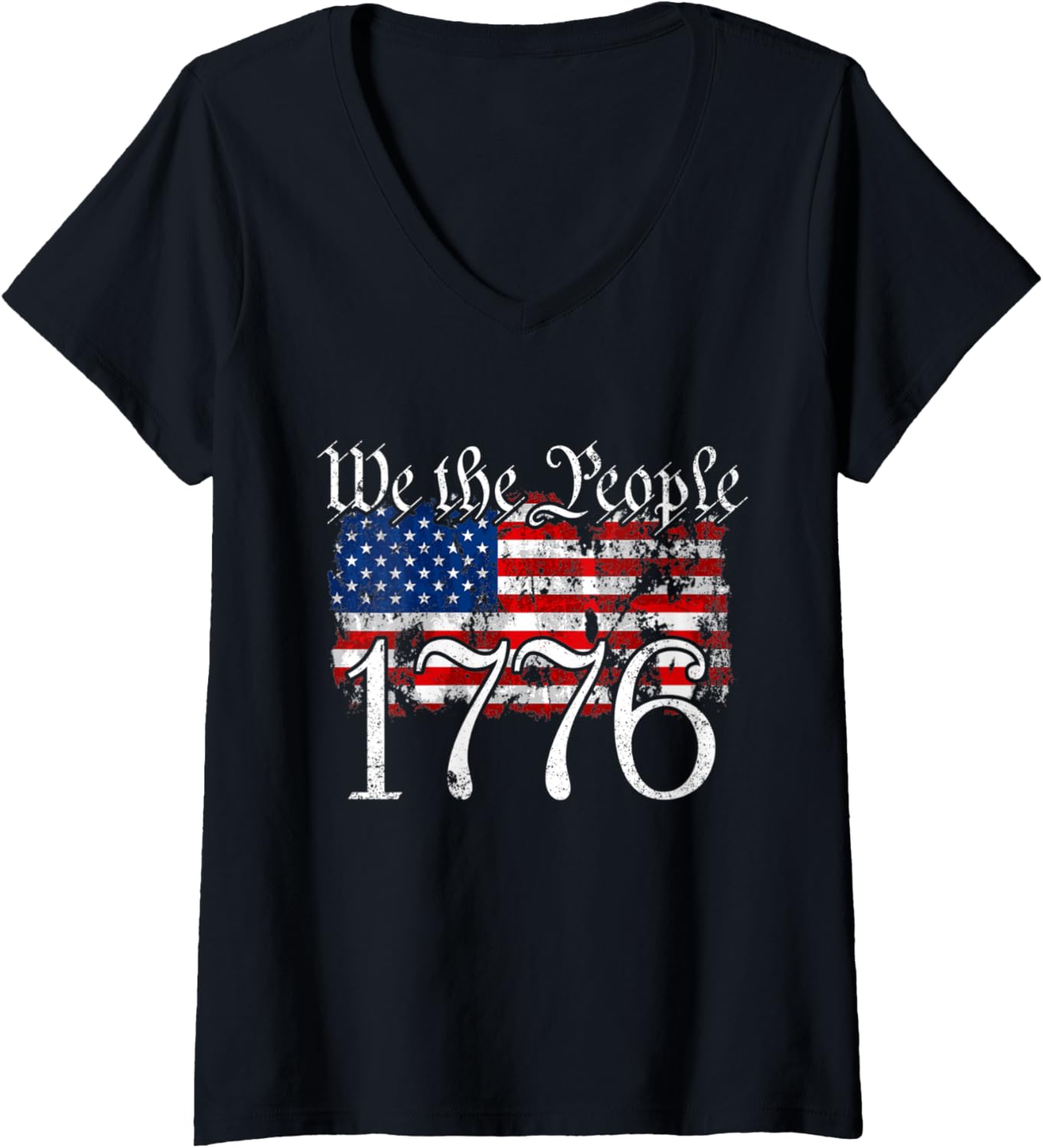 Womens We The People 1776 Us Constitution Freedom American Flag V Neck