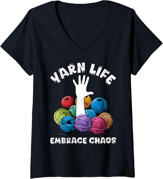 Womens Yarn Collection YARN LIFE EMBRACE CHAOS Yarn Collection V-Neck