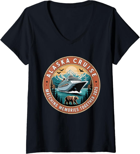 Womens Cruisin Together Alaska 2025 Matching Group V Neck