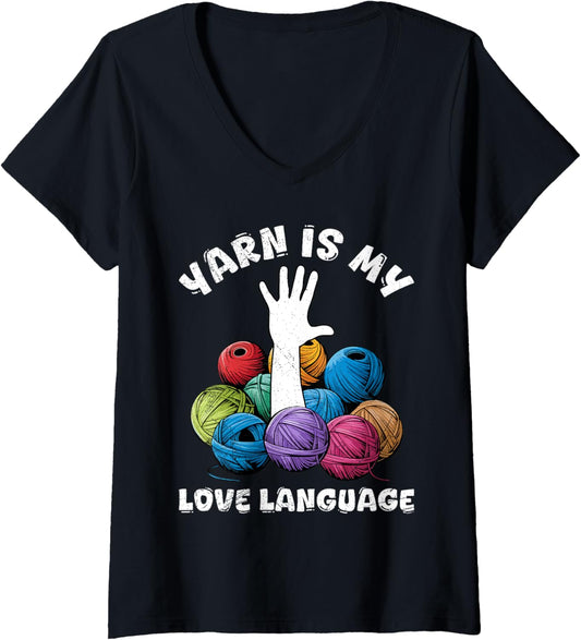 Womens Yarn Collection YARN IS MY LOVE LANGUAGE Yarn Collector V-Neck