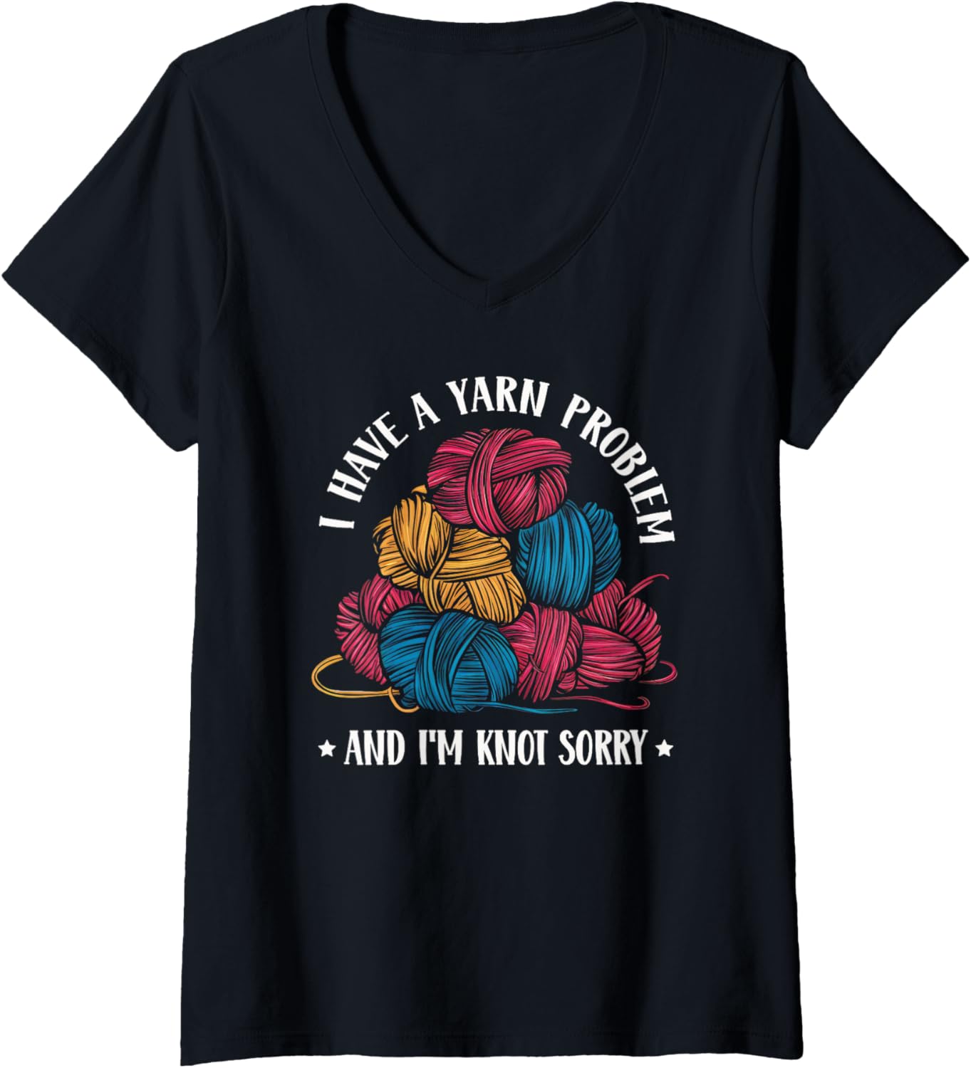 Womens Funny Yarn Collector Knitting And Crocheting V-Neck