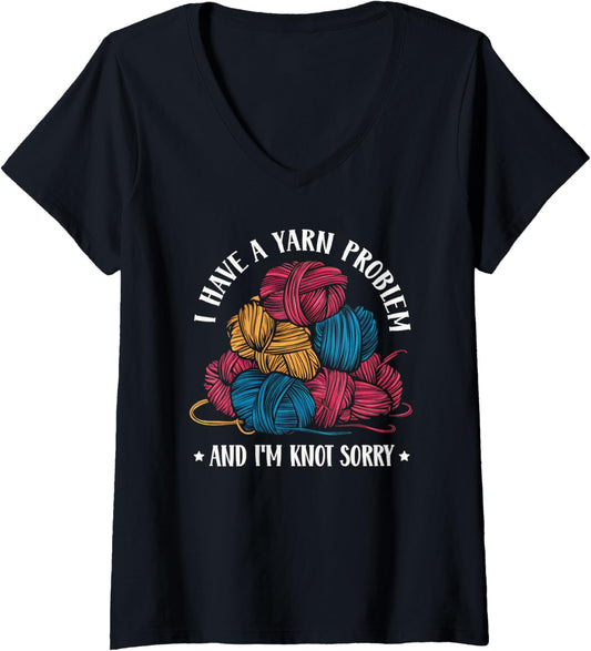 Womens Funny Yarn Collector Knitting And Crocheting V-Neck