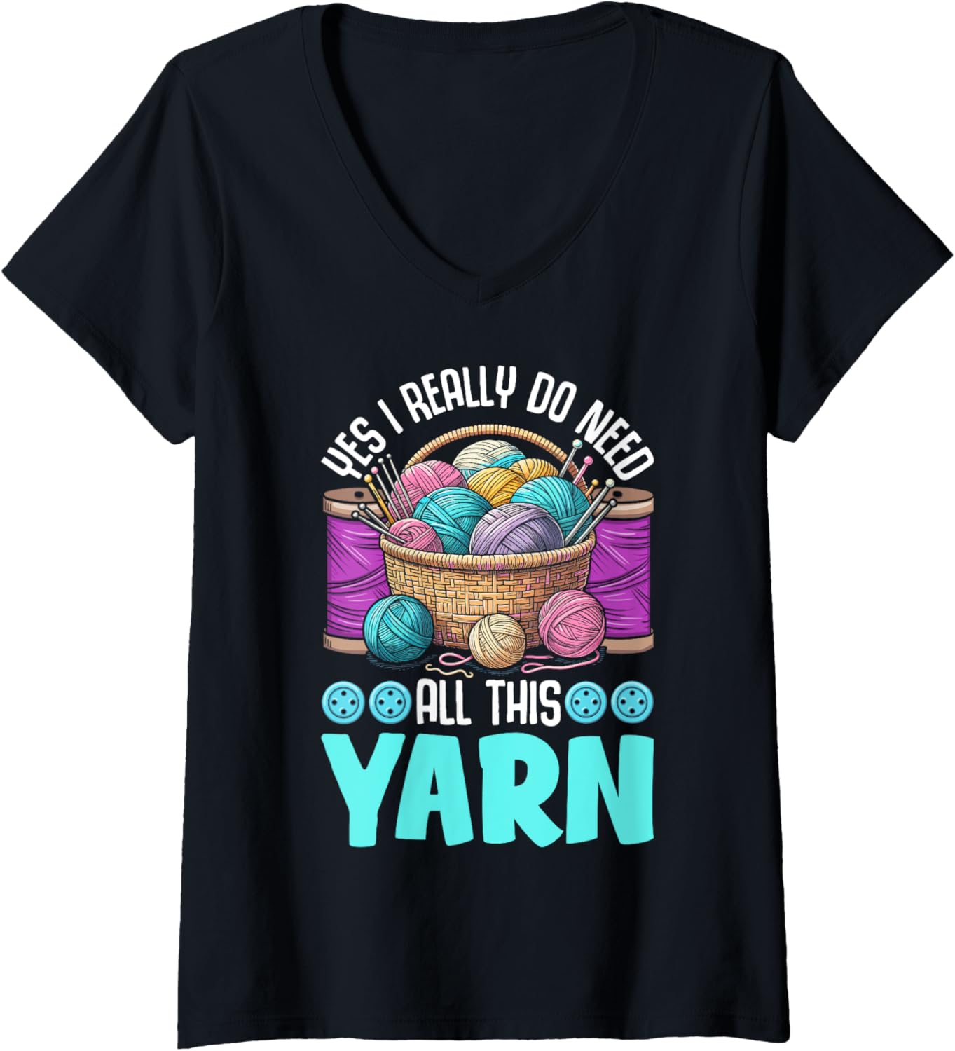 Womens Women Funny Knitting Knitters Yarn Enthusiast Knit Lover V-Neck