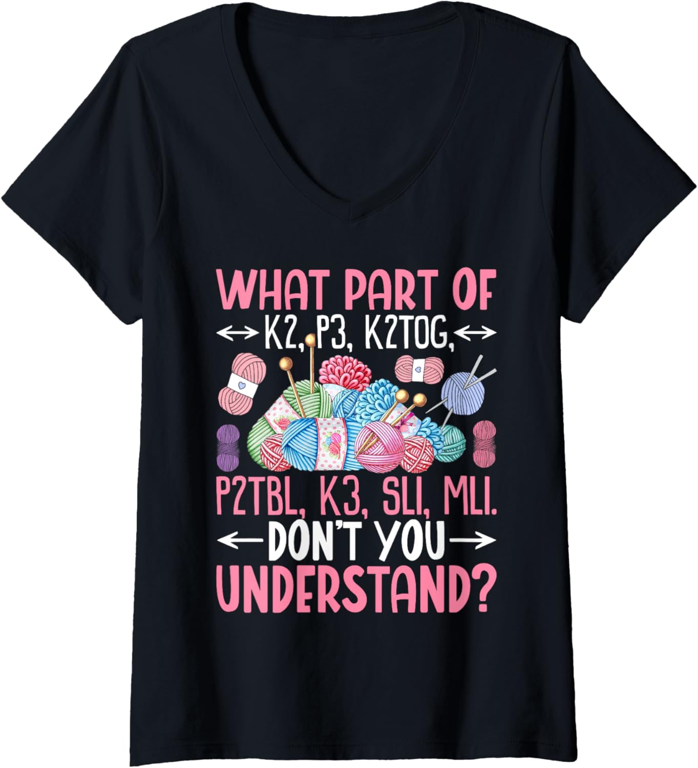 Womens Women Knitting Lover Funny Knitters Knit Yarn Lover V-Neck