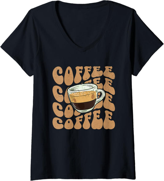 Womens Coffee Lover Barista Love Caffeine Coffee Maker Gift V-Neck