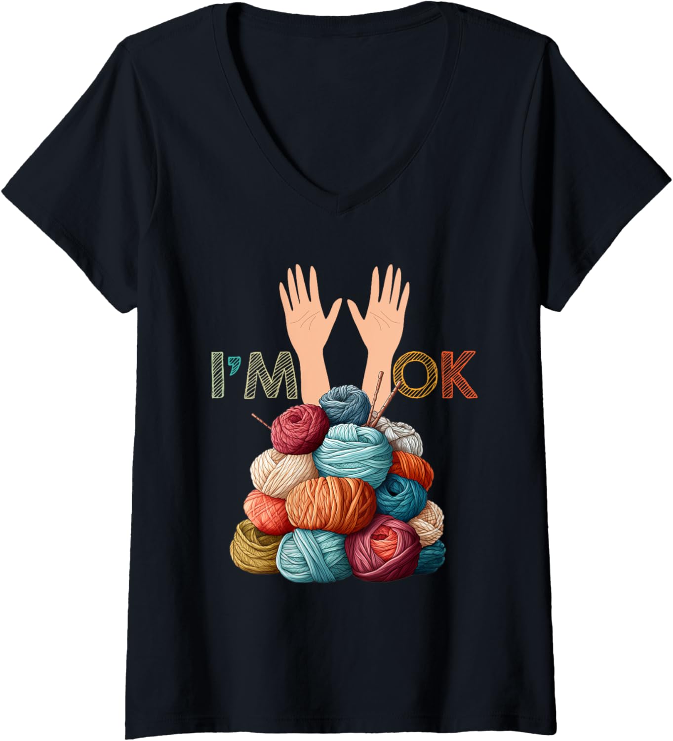 Womens Yarn Collection I'M OKAY Funny Yarn Collector V-Neck