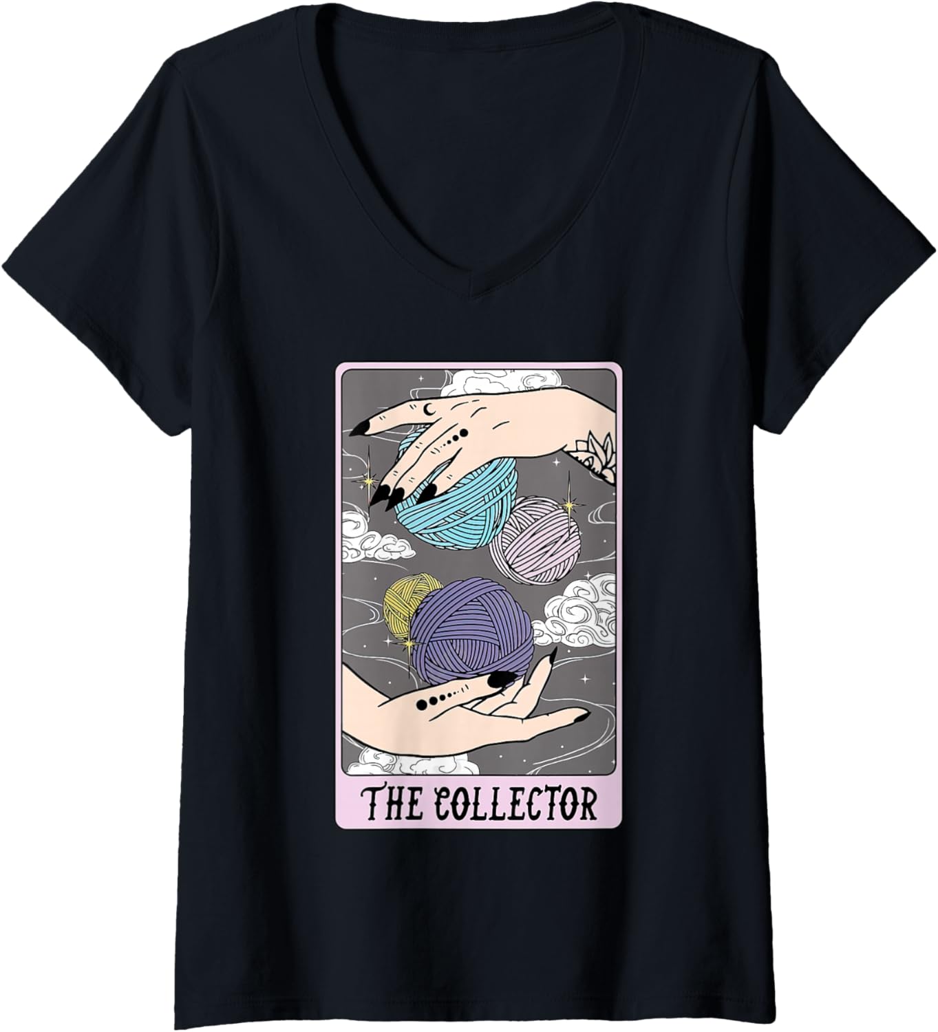 Womens The Collector Crochet Tarot Card Knitter Knitting Yarn Lover V-Neck