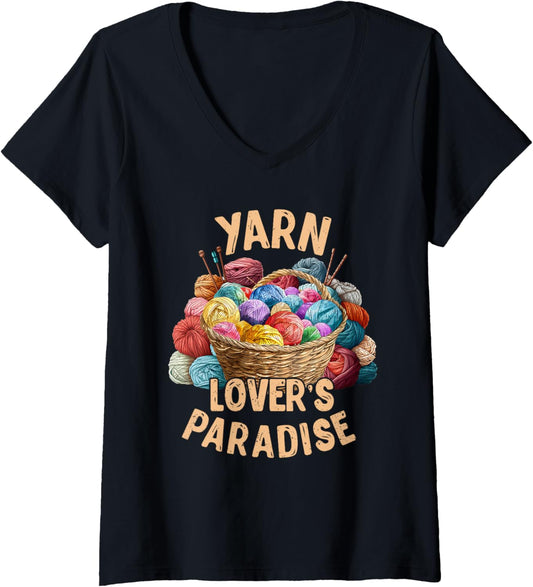 Womens Yarn Collection YARN LOVER'S PARADISE Funny Yarn Collector V-Neck