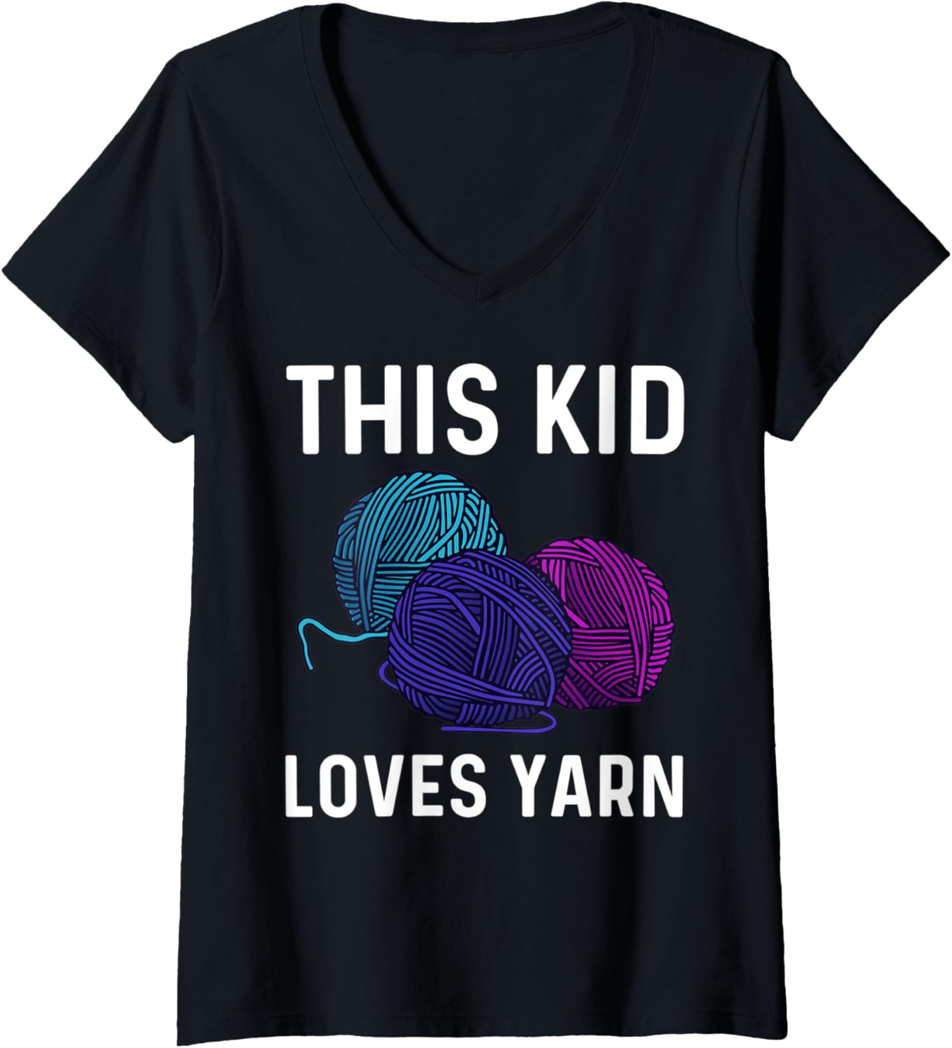 Womens Funny Knitting Gift For Kids Girls Boys Crochet Yarn Cloth V-Neck