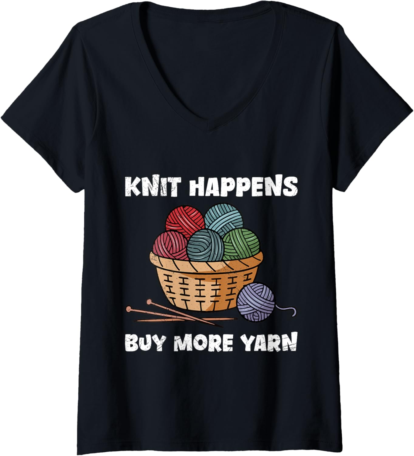 Womens Yarn Collection KNIT HAPPENS BUY MORE YARN Yarn Collector V-Neck