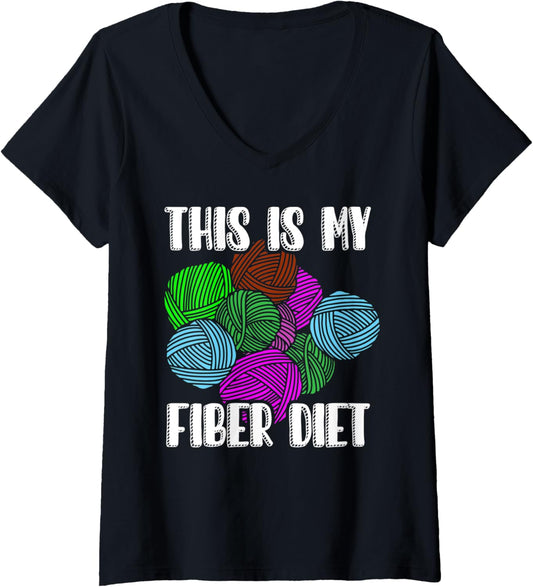 Womens Crochet Crocheting Mom Yarn Knitting Yarn Lover Grandma V-Neck