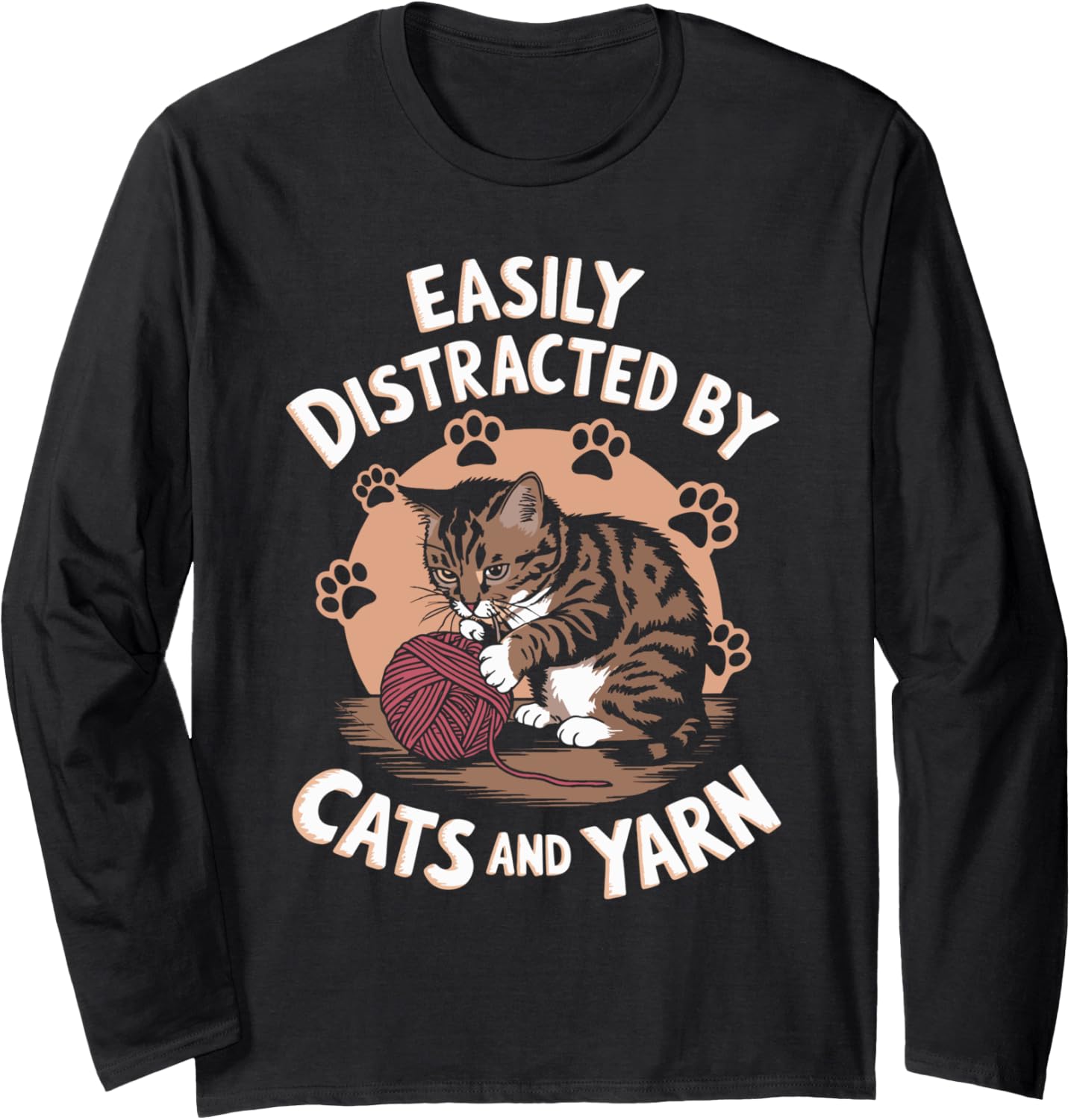 Crocheting Cats And Yarn for Seamstress Feline Owners Long Sleeve