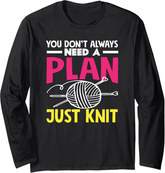 Knitting Lover Yarn Needles Funny Knitting Long Sleeve