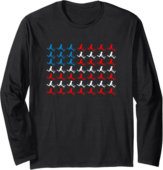 Scooter Rider American Flag Independence Day 4Th Of July Long Sleeve